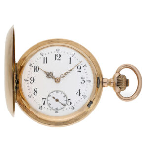 Swiss heavy red gold full hunting case precision anchor watch Circa 1900