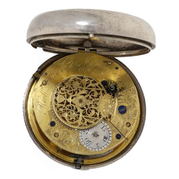 English silver early deck watch with center seconds Circa 1788 English silver early deck watch with center seconds Circa 1788