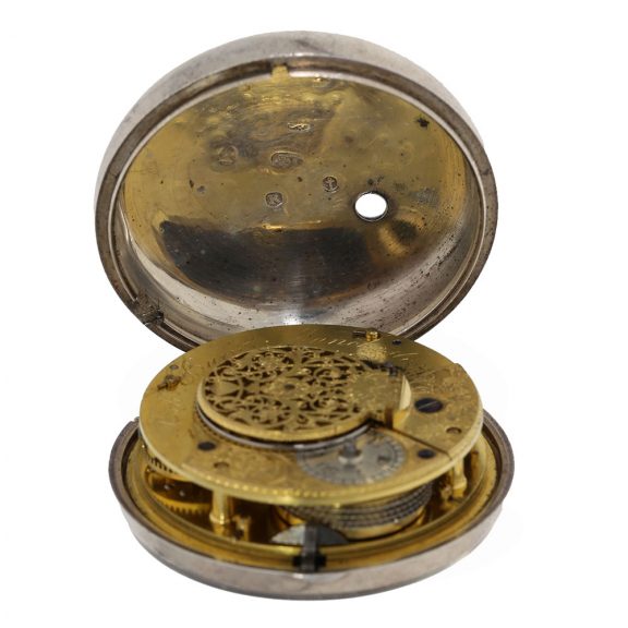 English silver early deck watch with center seconds Circa 1788 English silver early deck watch with center seconds Circa 1788