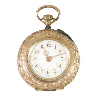 An extremely fine gold and enamel watch with painting Circa 1900