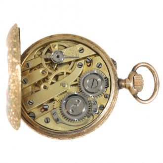An extremely fine gold and enamel watch with painting Circa 1900