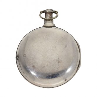 English silver pair cased verge watch with enamel painting Circa 1802