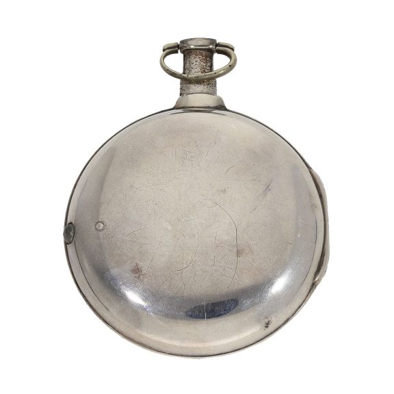 English silver pair cased verge watch with enamel painting Circa 1802 English silver pair cased verge watch with enamel painting Circa 1802