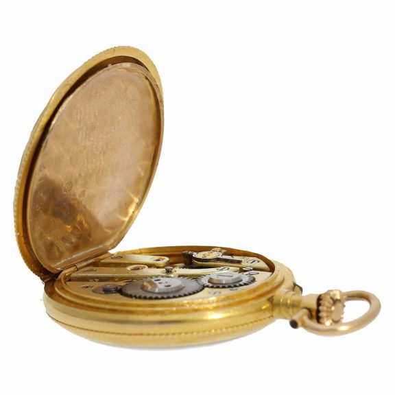 Swiss 18 carat gold pocket and pendant Art Nouveau watch Circa 1910 Swiss 18 carat gold pocket and pendant Art Nouveau watch Circa 1910