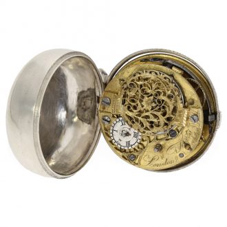 English silver repoussé verge watch with high relief Circa 1776