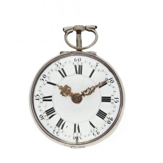 English silver repoussé verge watch with high relief Circa 1776