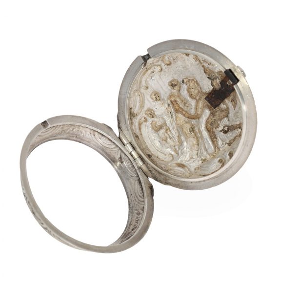 English silver repoussé verge watch with high relief Circa 1776 English silver repoussé verge watch with high relief Circa 1776