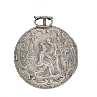 English silver repoussé verge watch with high relief Circa 1776