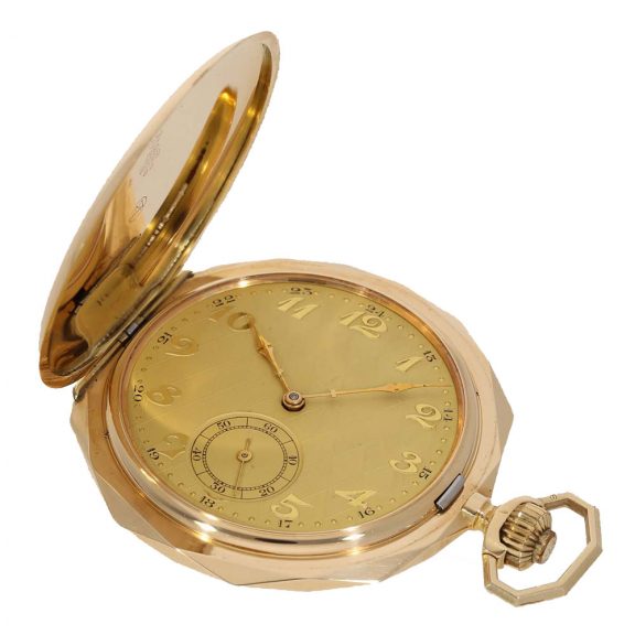 Swiss 14K gold hunting cased decagonal pocket watch Circa 1925 Swiss 14K gold hunting cased decagonal pocket watch Circa 1925