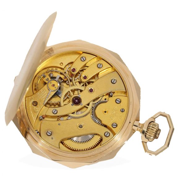 Swiss 14K gold hunting cased decagonal pocket watch Circa 1925 Swiss 14K gold hunting cased decagonal pocket watch Circa 1925