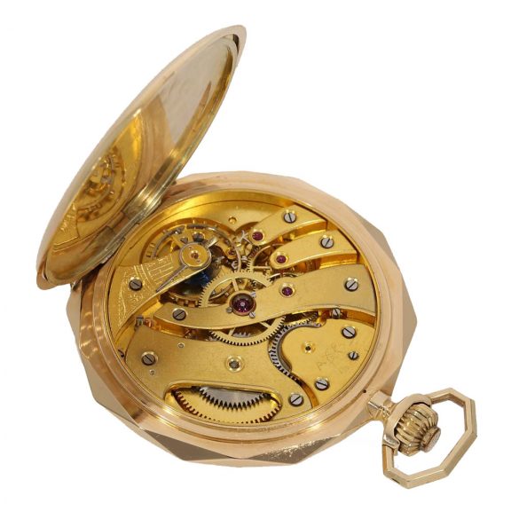 Swiss 14K gold hunting cased decagonal pocket watch Circa 1925 Swiss 14K gold hunting cased decagonal pocket watch Circa 1925