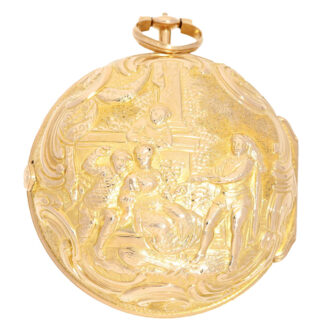 An English gold repoussé pair cased verge watch Circa 1770