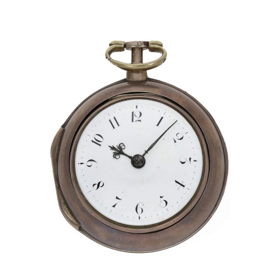 English silver pair cased verge watch in beautiful condition Circa 1753