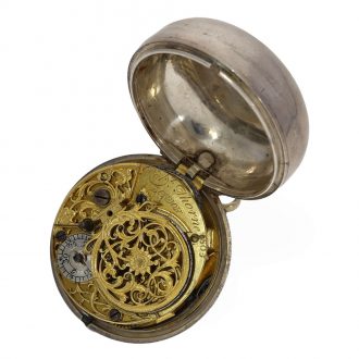 English silver pair cased verge watch in beautiful condition Circa 1753