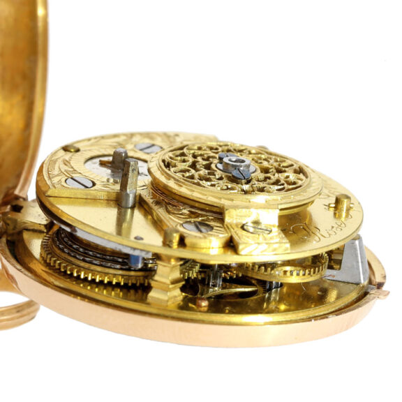 An English gold repoussé pair cased verge watch Circa 1770 An English gold repoussé pair cased verge watch Circa 1770