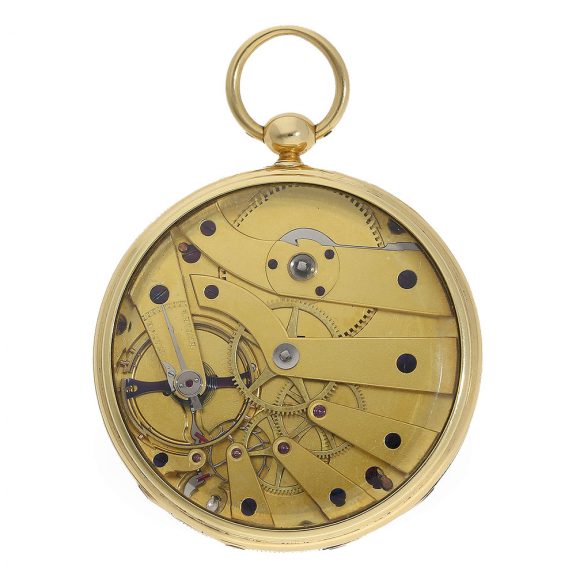 Probably Swiss 18 Carat gold fine lépine glazed on both sides Circa 1850 Probably Swiss 18 Carat gold fine lépine glazed on both sides Circa 1850