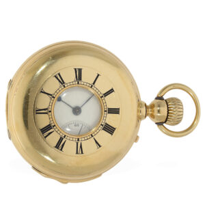 Swiss 18 Carat half hunter cased pocket watch with repeater Circa 1890