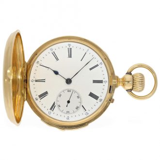 Swiss 18 Carat half hunter cased pocket watch with repeater Circa 1890