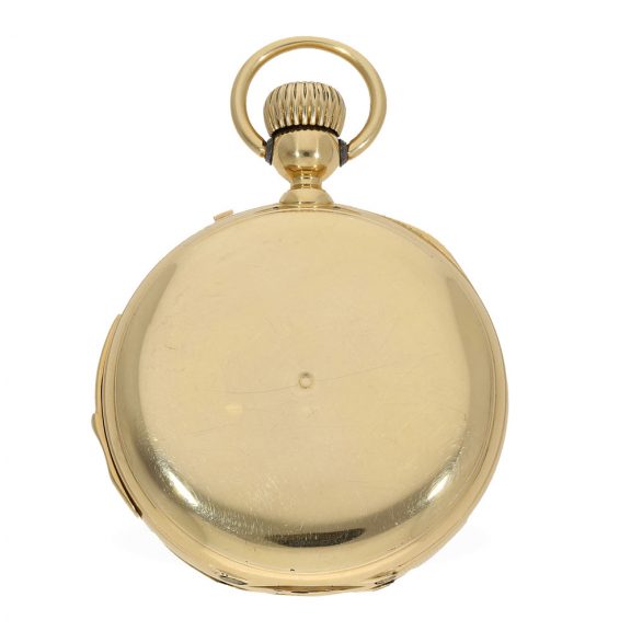 Swiss 18 Carat half hunter cased pocket watch with repeater Circa 1890 Swiss 18 Carat half hunter cased pocket watch with repeater Circa 1890