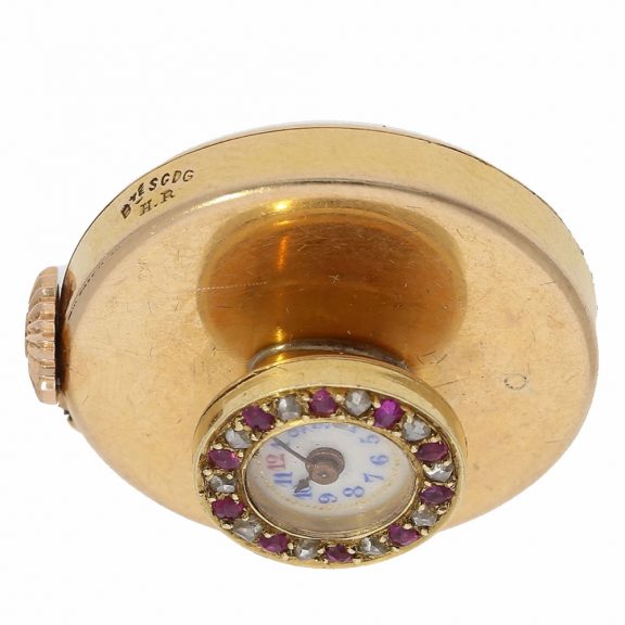 American decorative 18 carat gold buttonhole watch Circa 1900 American decorative 18 carat gold buttonhole watch Circa 1900