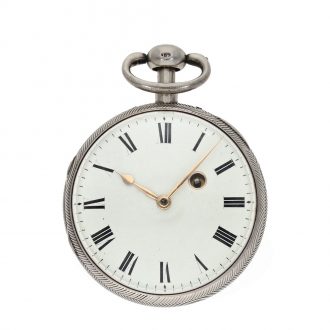 Fine English solid silver pocket watch with quarter hour repeater Circa 1781