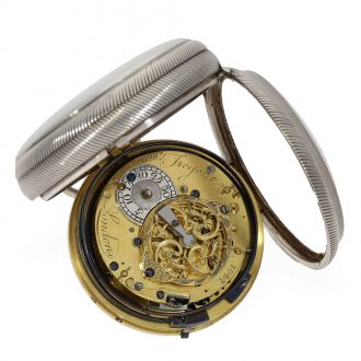 Fine English solid silver pocket watch with quarter hour repeater Circa 1781