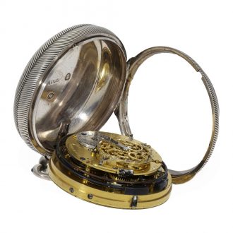 Fine English solid silver pocket watch with quarter hour repeater Circa 1781