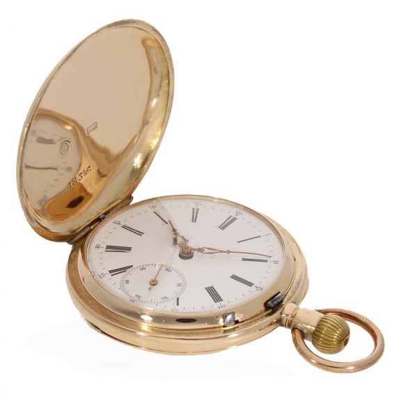 Swiss 14K gold hunting cased anker chronometer Circa 1890 Swiss 14K gold hunting cased anker chronometer Circa 1890