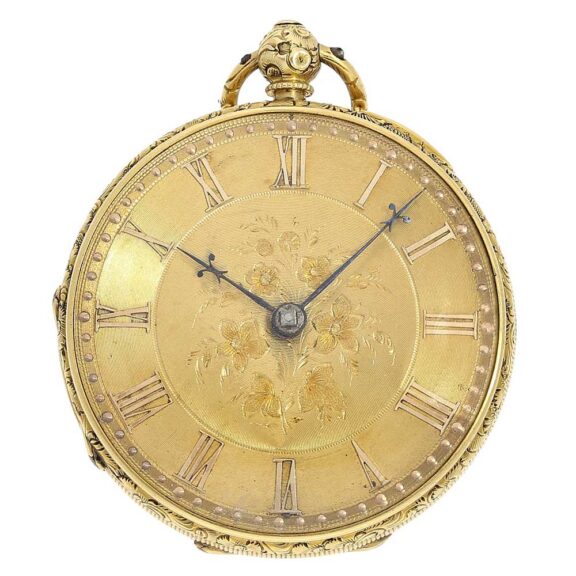 English gold champlevé pocket watch with hallmarks Circa 1853