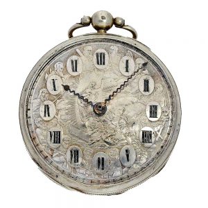 Big silver verge watch with very rare dial Circa 1800