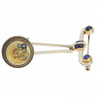 Swiss gold and platinum Boule de Genève with brooch Circa 1890