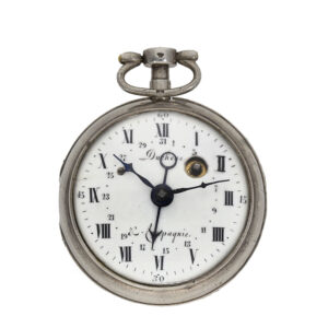 Swiss silver double sided pocket watch with 24h dial Circa 1780