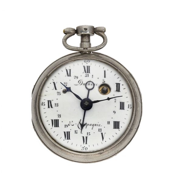 Swiss silver double sided pocket watch with 24h dial Circa 1780 Swiss silver double sided pocket watch with 24h dial Circa 1780