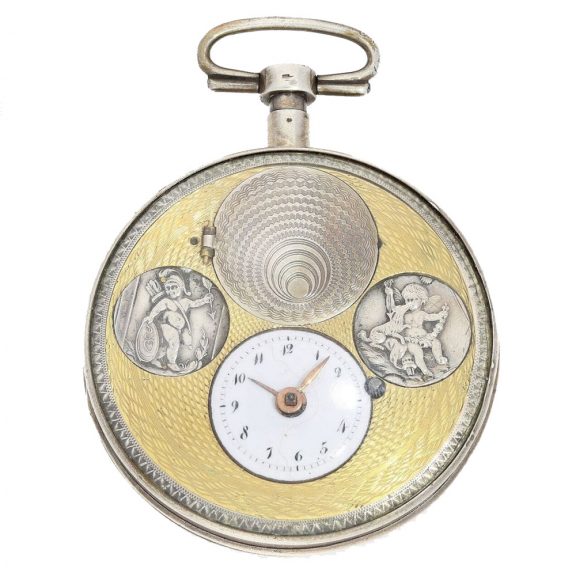 Swiss silver verge watch with hidden erotic scene Circa 1790
