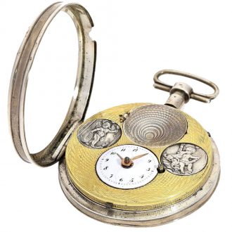 Swiss silver verge watch with hidden erotic scene Circa 1790