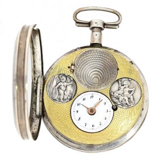 Swiss silver verge watch with hidden erotic scene Circa 1790
