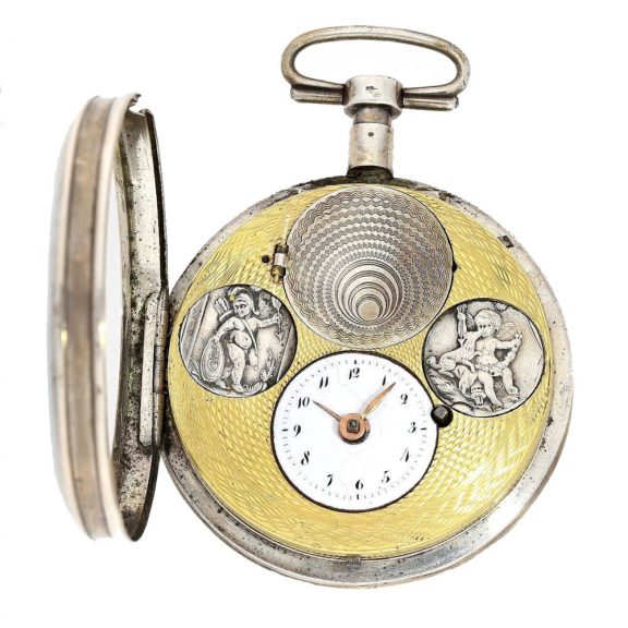 Swiss silver verge watch with hidden erotic scene Circa 1790 Swiss silver verge watch with hidden erotic scene Circa 1790