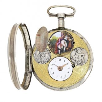 Swiss silver verge watch with hidden erotic scene Circa 1790