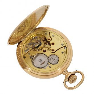 Swiss 14 carat gold top quality full hunter with gold chain Circa 1900