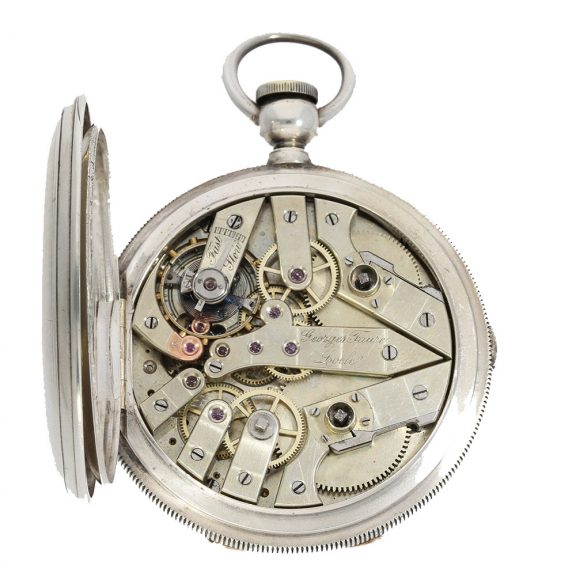 Swiss silver watch with diablotine and seconde morte Circa 1865 Swiss silver watch with diablotine and seconde morte Circa 1865