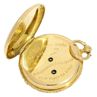 A very rare gold Swiss with decorative enamel painting Circa 1900 A very rare gold Swiss with decorative enamel painting Circa 1900
