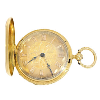 A very rare gold Swiss with decorative enamel painting Circa 1900 A very rare gold Swiss with decorative enamel painting Circa 1900