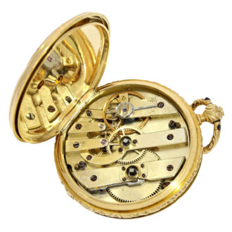A very rare gold Swiss with decorative enamel painting Circa 1900 A very rare gold Swiss with decorative enamel painting Circa 1900