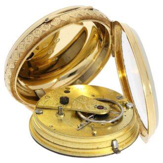 English gold watch with rare enamel painting on dial Circa 1896
