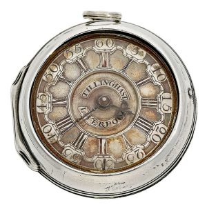 English silver pair cased verge pocket watch Circa 1742