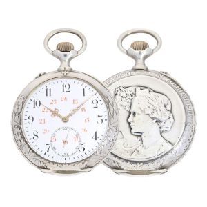 Swiss silver Art Nouveau marksman watch Circa 1907
