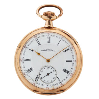 American lever watch in a gold open faced case Circa 1910