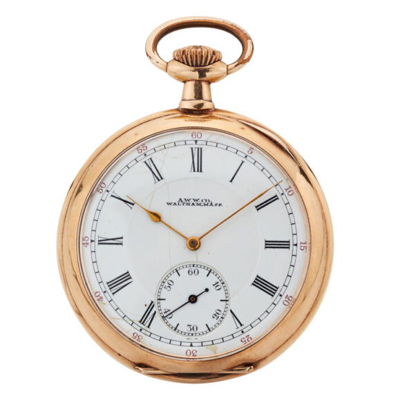 American lever watch in a gold open faced case Circa 1910