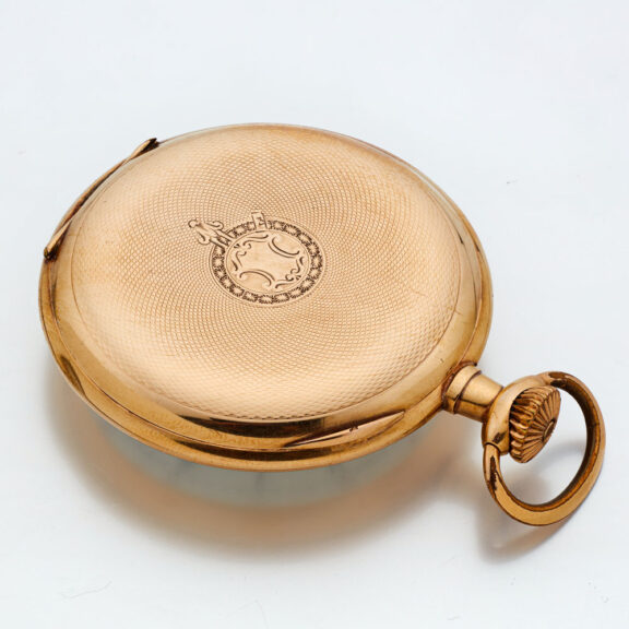 American lever watch in a gold open faced case Circa 1910 American lever watch in a gold open faced case Circa 1910
