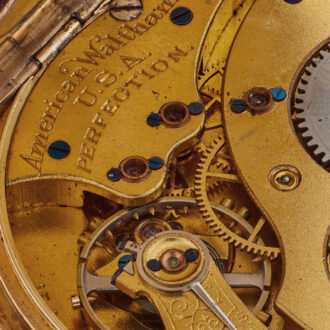 American lever watch in a gold open faced case Circa 1910